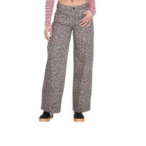 Leopard Print Low Rise Wide Leg Baggy Jeans 2